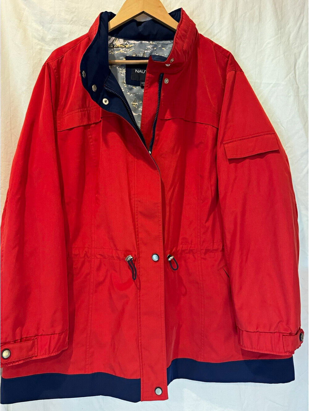 Nautica Sailing Red/Blue Lined Full Zip Windbreaker Jacket Pocket 3XL Big & Tall